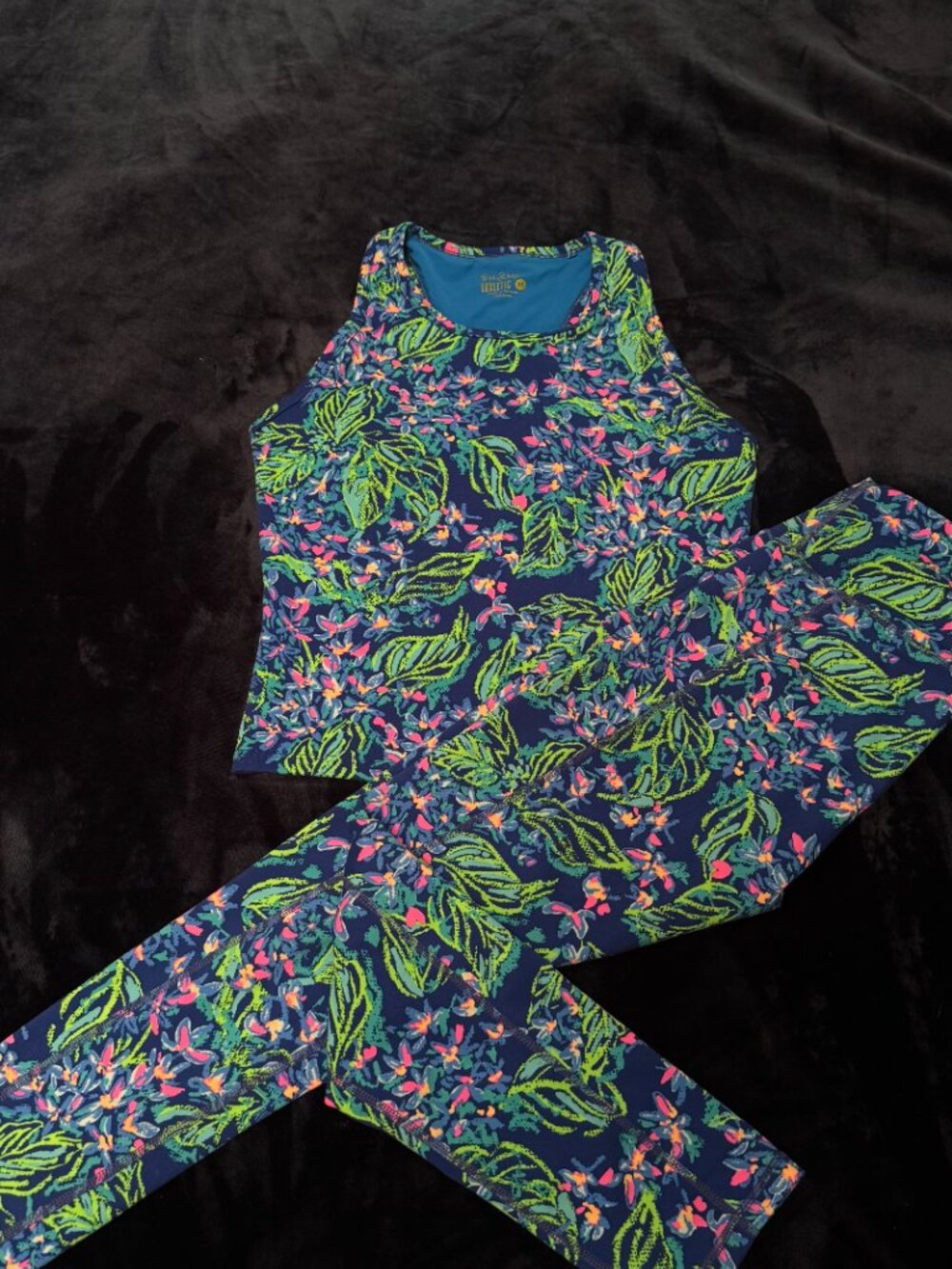 Lilly Pulitzer Luxlectic Matching Activewear Set Medium Floral Tank/leggings EUC
